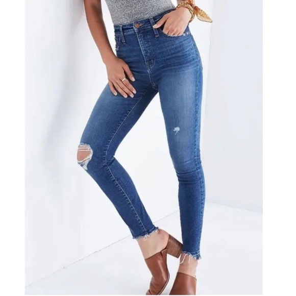 Madewell Ripped Indigo Skinny Jeans - Picture 1 of 10